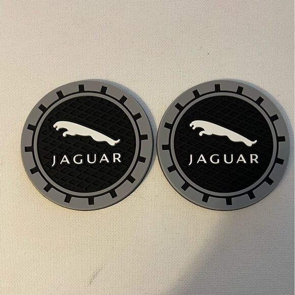 Jaguar car cup Coasters in black and gray. Set of 2 NWT - Picture 1 of 7